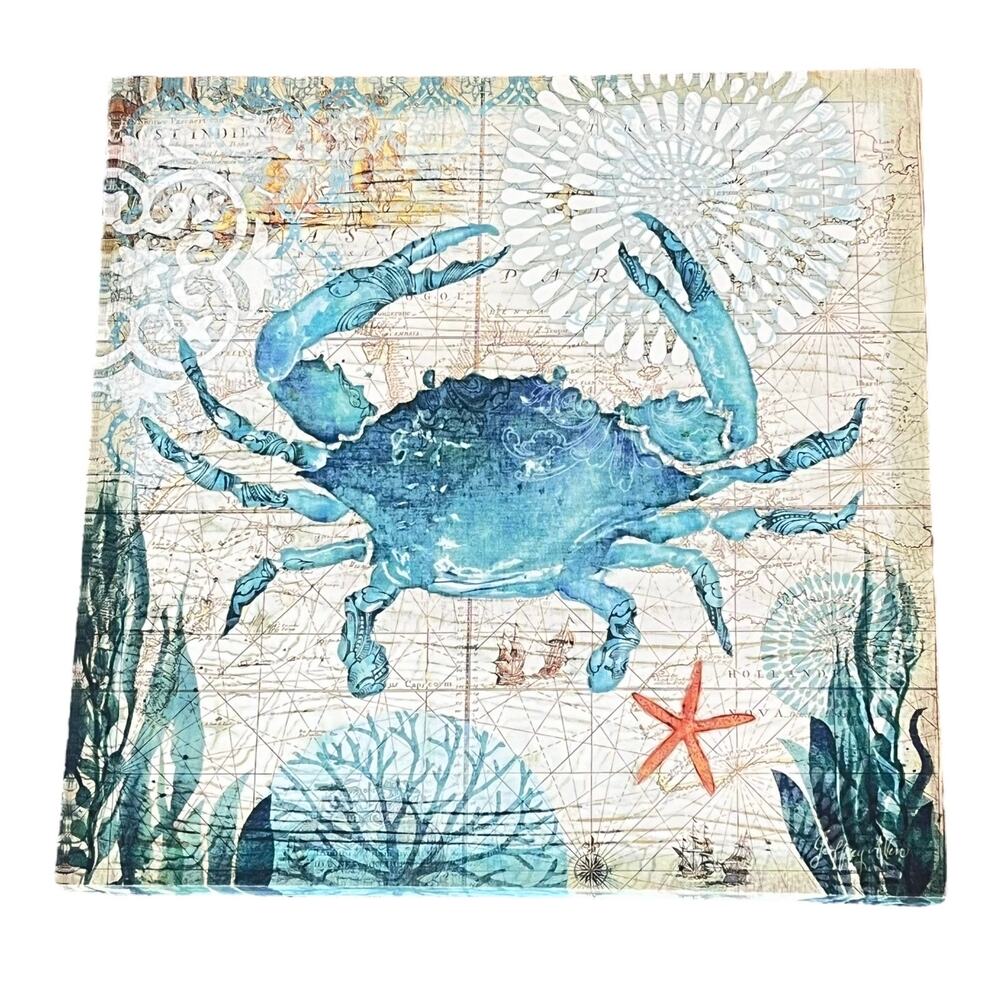 Nautical Sea Crab CANVAS PRINT ART 16" Wall Hanging Ocean Creature Sea Starfish
